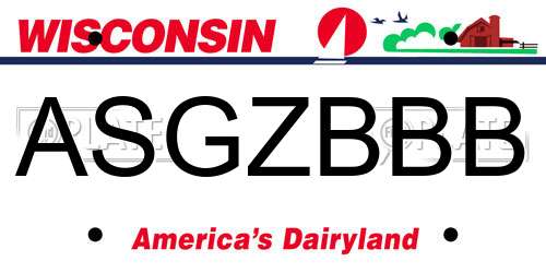 ASGZBBB Wisconsin License Plate