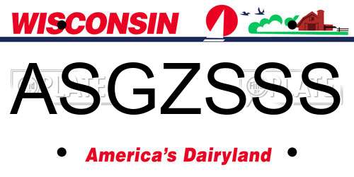 ASGZSSS Wisconsin License Plate