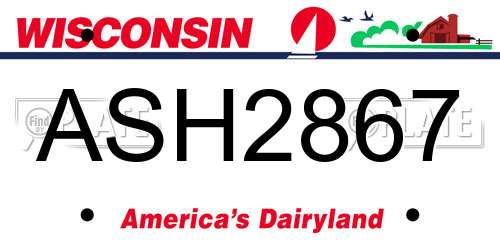 ASH2867 Wisconsin License Plate