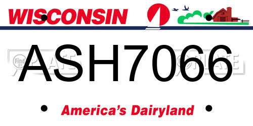 ASH7066 Wisconsin License Plate