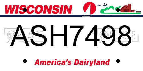 ASH7498 Wisconsin License Plate