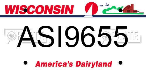 ASI9655 Wisconsin License Plate