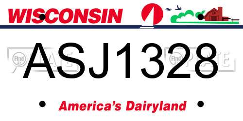 ASJ1328 Wisconsin License Plate