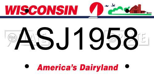 ASJ1958 Wisconsin License Plate