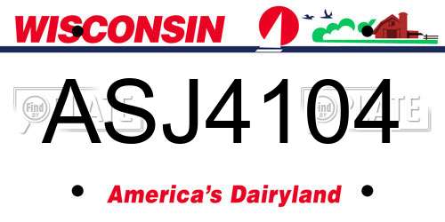 ASJ4104 Wisconsin License Plate