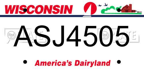 ASJ4505 Wisconsin License Plate