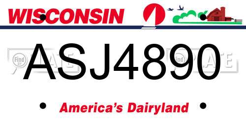 ASJ4890 Wisconsin License Plate
