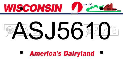 ASJ5610 Wisconsin License Plate