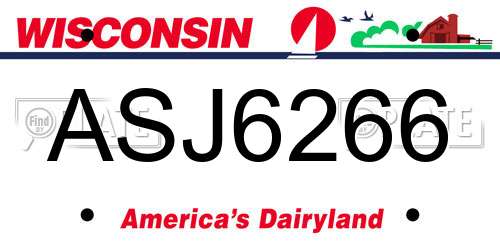 ASJ6266 Wisconsin License Plate