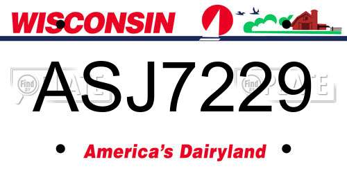 ASJ7229 Wisconsin License Plate