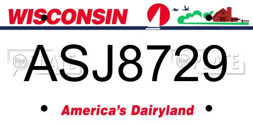 ASJ8729 Wisconsin License Plate