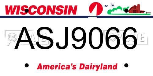 ASJ9066 Wisconsin License Plate