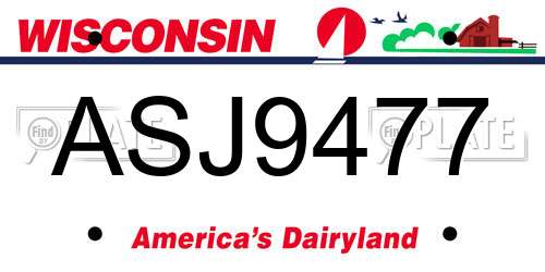 ASJ9477 Wisconsin License Plate
