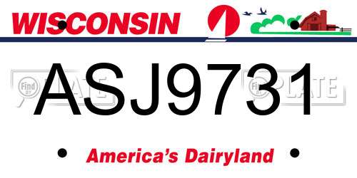 ASJ9731 Wisconsin License Plate