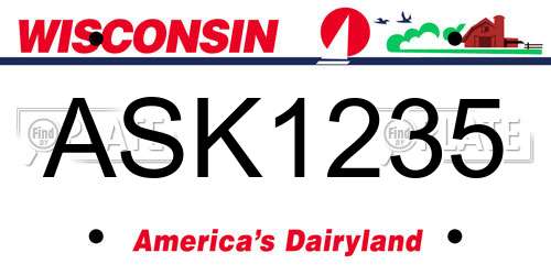 ASK1235 Wisconsin License Plate