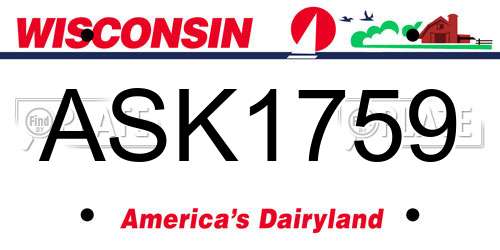 ASK1759 Wisconsin License Plate