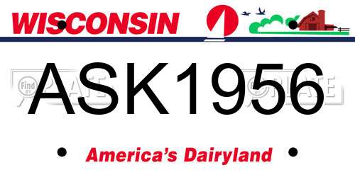 ASK1956 Wisconsin License Plate