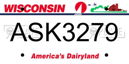 ASK3279 Wisconsin License Plate