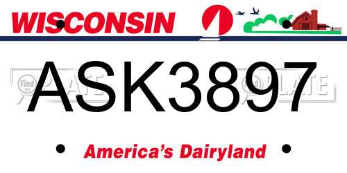 ASK3897 Wisconsin License Plate