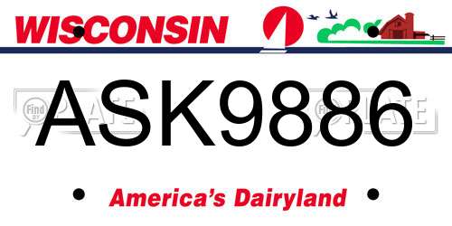 ASK9886 Wisconsin License Plate
