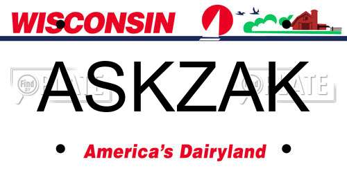 ASKZAK Wisconsin License Plate