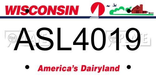 ASL4019 Wisconsin License Plate