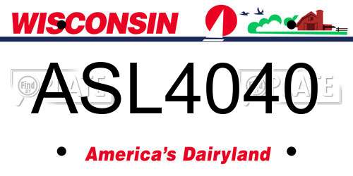 ASL4040 Wisconsin License Plate