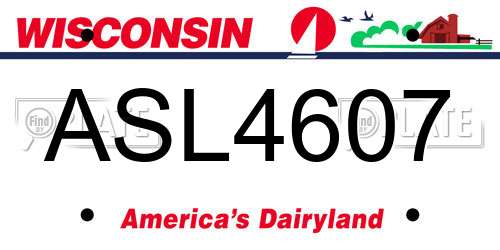 ASL4607 Wisconsin License Plate
