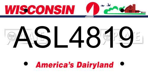 ASL4819 Wisconsin License Plate