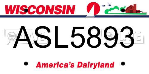 ASL5893 Wisconsin License Plate
