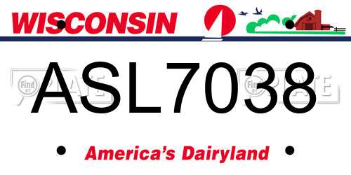 ASL7038 Wisconsin License Plate