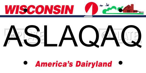 ASLAQAQ Wisconsin License Plate
