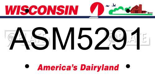 ASM5291 Wisconsin License Plate