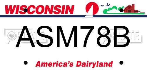 ASM78B Wisconsin License Plate