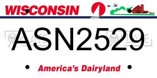 ASN2529 Wisconsin License Plate