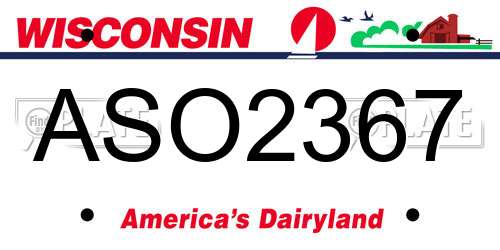 ASO2367 Wisconsin License Plate