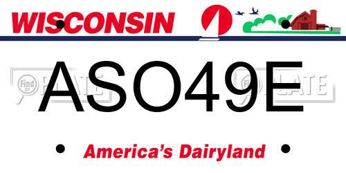 ASO49E Wisconsin License Plate
