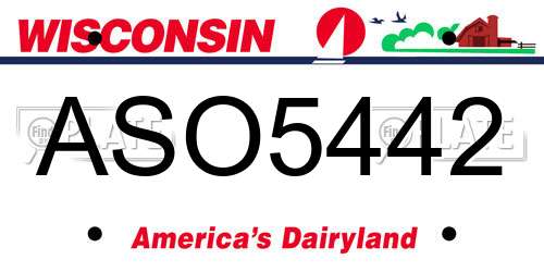 ASO5442 Wisconsin License Plate