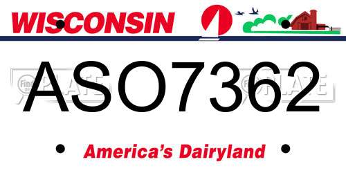 ASO7362 Wisconsin License Plate