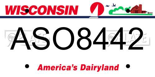 ASO8442 Wisconsin License Plate