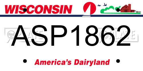 ASP1862 Wisconsin License Plate