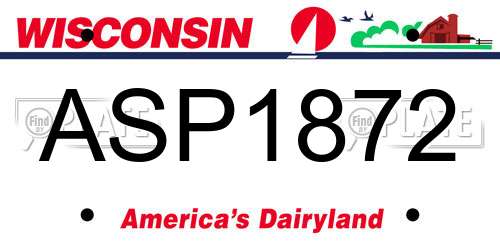 ASP1872 Wisconsin License Plate