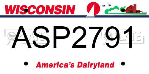 ASP2791 Wisconsin License Plate