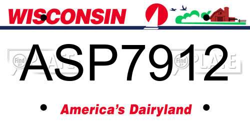 ASP7912 Wisconsin License Plate