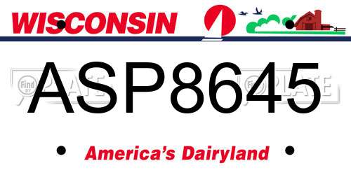ASP8645 Wisconsin License Plate