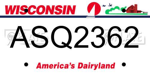 ASQ2362 Wisconsin License Plate