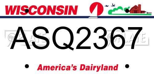 ASQ2367 Wisconsin License Plate