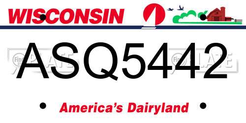 ASQ5442 Wisconsin License Plate
