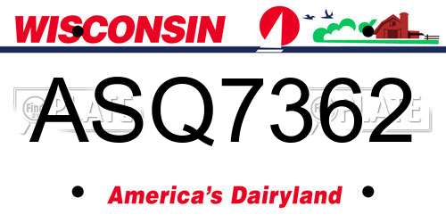 ASQ7362 Wisconsin License Plate