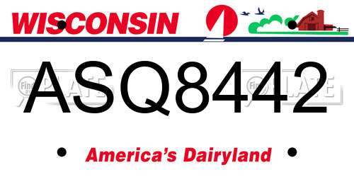 ASQ8442 Wisconsin License Plate